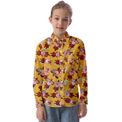 Cartoon Xmas Characters Pattern Kids  Long Sleeve Shirt by kyorashop23