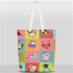 Owls Pattern, Abstract, Art, Desenho Full Print Rope Handle Tote (small) by kyorashop23