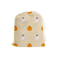 Pumpkin And Boo Crew Halloween  Drawstring Pouch (large) by Safari