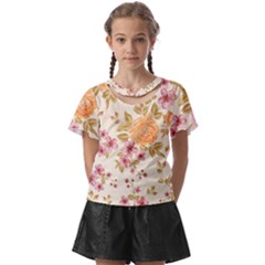 Peony Flower Pattern Background Kids  Front Cut T-shirt by Grandong