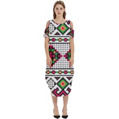Ukrainian Folk Seamless Pattern Ethnic Ornament Border Element Traditional Cold Shoulder Loose Fit Dress With Pockets by Grandong