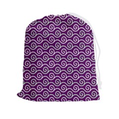 Violet White Pattern Drawstring Pouch (2xl) by ytdream