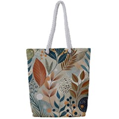 Leaves Pattern Flower Floral Flora Full Print Rope Handle Tote (small) by Bedest