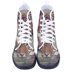 Swimming Tiger Kid s High-top Canvas Sneakers by ExtraAwesomeSauce