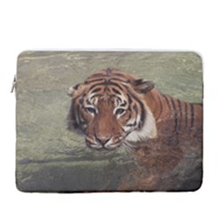 Swimming Tiger 15  Vertical Laptop Sleeve Case With Pocket by ExtraAwesomeSauce
