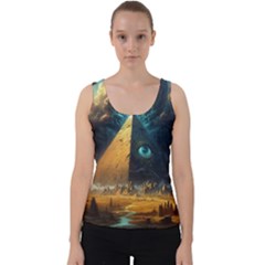 Mystic Blue Pyramid Art Velvet Tank Top by ExtraAwesomeSauce
