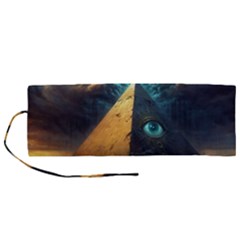 Mystic Blue Pyramid Art Roll Up Canvas Pencil Holder (m) by ExtraAwesomeSauce