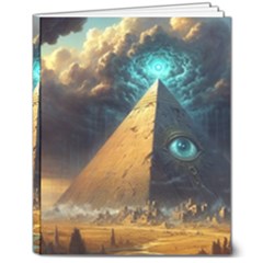 Mystic Blue Pyramid Art 8  X 10  Hardcover Notebook by ExtraAwesomeSauce