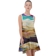 Vibrant Sunset Over Serene Lake Frill Swing Dress by ExtraAwesomeSauce
