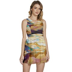 Vibrant Sunset Over Serene Lake Sleeveless High Waist Mini Dress by ExtraAwesomeSauce