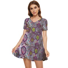 Abstract Molecular Space Art Tiered Short Sleeve Babydoll Dress by ExtraAwesomeSauce