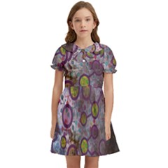 Abstract Molecular Space Art Kids  Bow Tie Puff Sleeve Dress by ExtraAwesomeSauce
