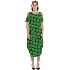 St  Patrick s Day Clovers Cold Shoulder Loose Fit Dress With Pockets by ExtraAwesomeSauce