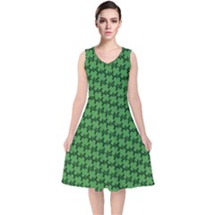 St  Patrick s Day Clovers V-neck Midi Sleeveless Dress  by ExtraAwesomeSauce