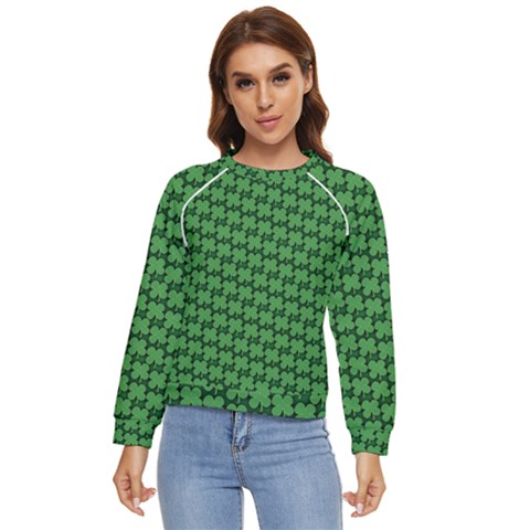 St  Patrick s Day Clovers Women s Long Sleeve Raglan T-shirt by ExtraAwesomeSauce