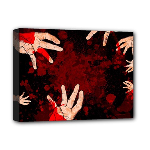 Horror Themed Bloody Hands Deluxe Canvas 16  X 12  (stretched)  by ExtraAwesomeSauce