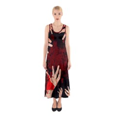 Horror Themed Bloody Hands Sleeveless Maxi Dress by ExtraAwesomeSauce