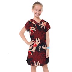 Horror Themed Bloody Hands Kids  Drop Waist Dress by ExtraAwesomeSauce