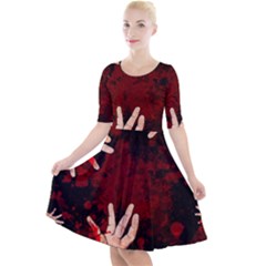 Horror Themed Bloody Hands Quarter Sleeve A-line Dress With Pockets by ExtraAwesomeSauce