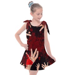 Horror Themed Bloody Hands Kids  Tie Up Tunic Dress by ExtraAwesomeSauce
