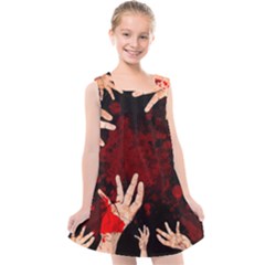 Horror Themed Bloody Hands Kids  Cross Back Dress by ExtraAwesomeSauce