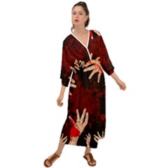 Horror Themed Bloody Hands Grecian Style  Maxi Dress by ExtraAwesomeSauce