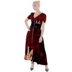 Horror Themed Bloody Hands Button Up Short Sleeve Maxi Dress by ExtraAwesomeSauce