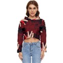 Horror Themed Bloody Hands Women s Lightweight Cropped Hoodie View1