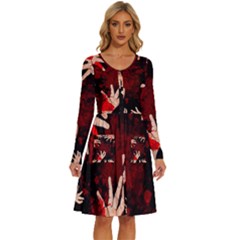 Horror Themed Bloody Hands Long Sleeve Dress With Pocket by ExtraAwesomeSauce