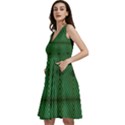 Green Diamond Grid Pattern Sleeveless V-Neck Skater Dress with Pockets View2