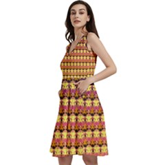 Gradient Lion Head Pattern Sleeveless V-neck Skater Dress With Pockets by ExtraAwesomeSauce