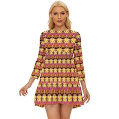 Gradient Lion Head Pattern Long Sleeve Babydoll Dress by ExtraAwesomeSauce