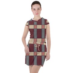 Modern Art Geometric Pattern In Red Hues Drawstring Hooded Dress by ExtraAwesomeSauce