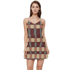 Modern Art Geometric Pattern In Red Hues Short Frill Dress by ExtraAwesomeSauce