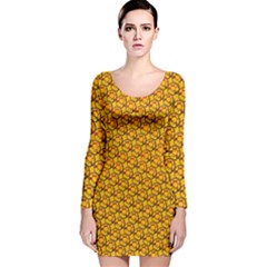 Pixel Art Mushroom Pattern Long Sleeve Velvet Bodycon Dress by ExtraAwesomeSauce