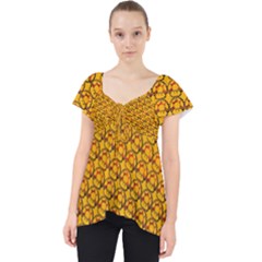 Pixel Art Mushroom Pattern Lace Front Dolly Top by ExtraAwesomeSauce