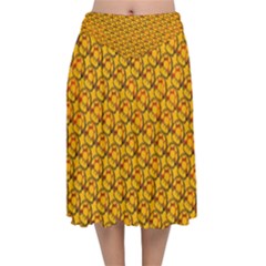 Pixel Art Mushroom Pattern Velvet Flared Midi Skirt by ExtraAwesomeSauce