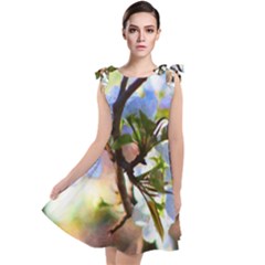 Springtime Pear Tree Blossoms Tie Up Tunic Dress by ExtraAwesomeSauce