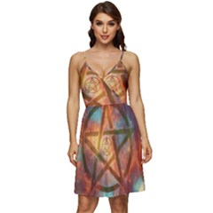 Enchanted Nebula Pentagram Art V-neck Pocket Summer Dress  by ExtraAwesomeSauce