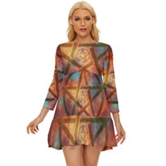 Enchanted Nebula Pentagram Art Long Sleeve Babydoll Dress by ExtraAwesomeSauce
