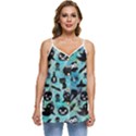 Ghosts Owls Pumpkins Casual Spaghetti Strap Chiffon Top View1