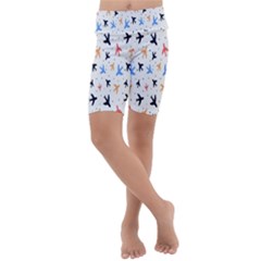 Cute Airplanes Planes Kids  Lightweight Velour Cropped Yoga Leggings by ConteMonfrey