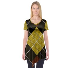 Yellow Plaid Short Sleeve Tunic  by ConteMonfrey