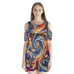 Colorful Motion Abstract Art Shoulder Cutout Velvet One Piece by ExtraAwesomeSauce