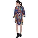 Dynamic Color Vortex V-Neck Flare Sleeve Mini Dress View2