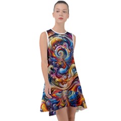 Dynamic Color Vortex Frill Swing Dress by ExtraAwesomeSauce