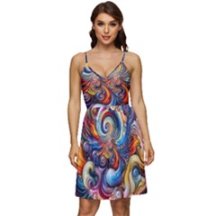 Dynamic Color Vortex V-neck Pocket Summer Dress  by ExtraAwesomeSauce