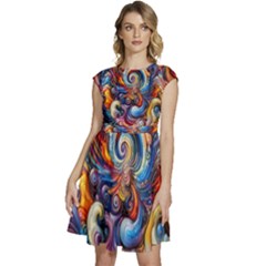 Dynamic Color Vortex Cap Sleeve High Waist Dress by ExtraAwesomeSauce