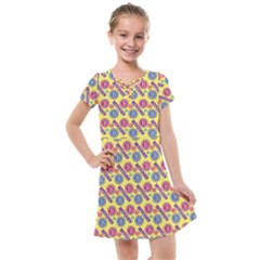 Colorful Bitcoin Pattern Kids  Cross Web Dress by ExtraAwesomeSauce
