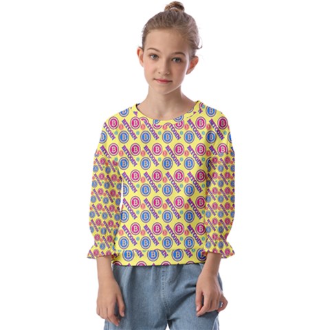 Colorful Bitcoin Pattern Kids  Cuff Sleeve Top by ExtraAwesomeSauce